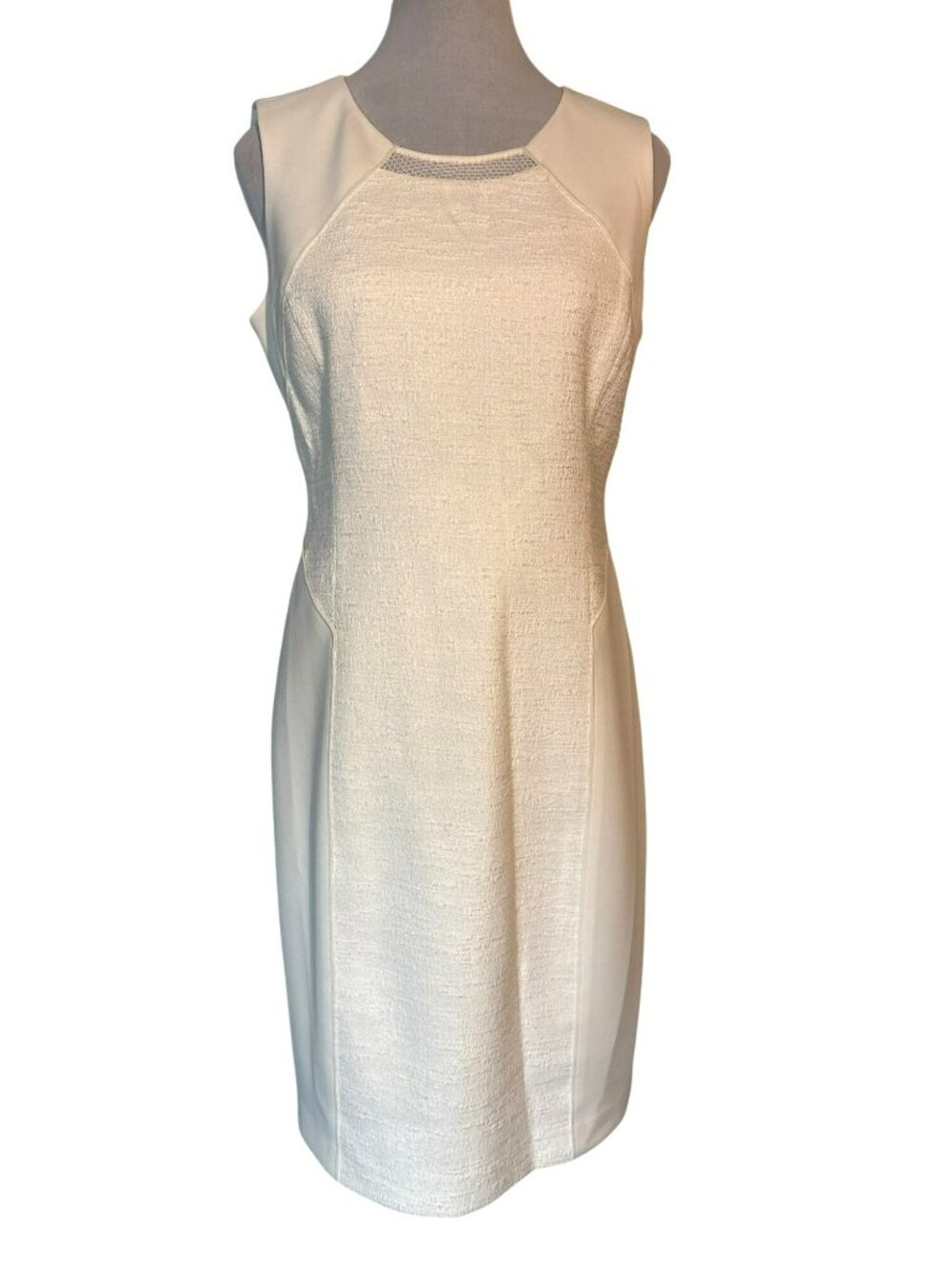 NWT Tahari Sleeveless Sheath Dress Antique White US Size 6